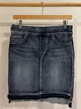Tribal Jeans Dark Wash Denim Skirt - Frayed Hem, size 6